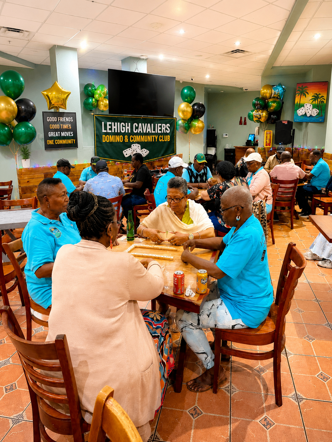 Lehigh Cavaliers members playing dominoes together at the club